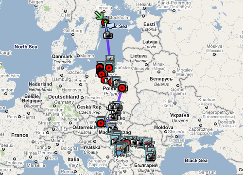 Map over our movements for September and October 2010.